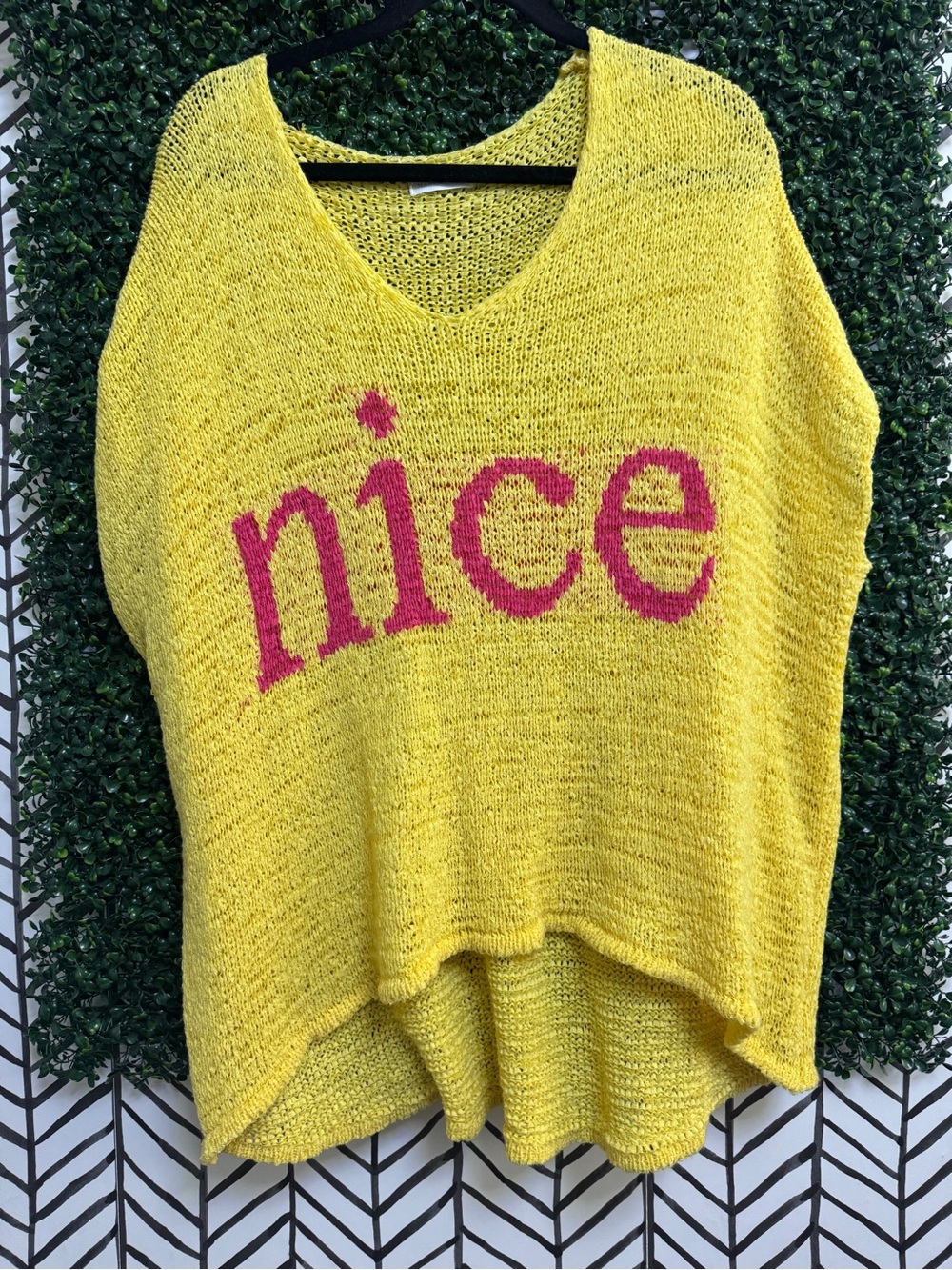 Women’s Yellow 'Nice' V-Neck Sweater